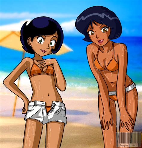 Rule 34 2girls Alex Totally Spies Beach Crossover Dark Skinned Female Dark Skin Female