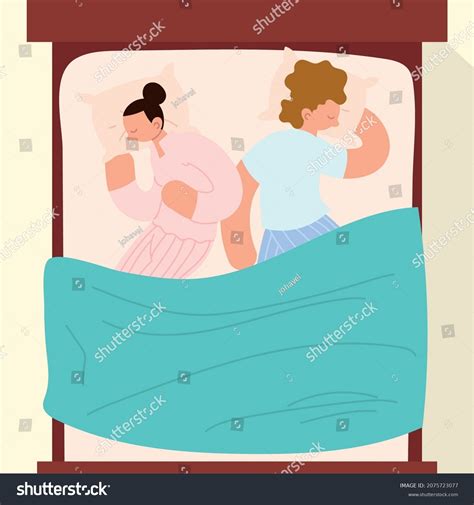 Top View Sleeping Couple Cartoon Stock Vector Royalty Free 2075723077