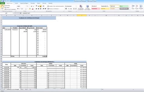 Planilhas Controle De Estoque E Entrada E Saída De Materiais R 449