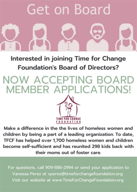 Now Accepting New Board Member Applications Time For Change Foundation