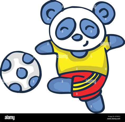 Panda Playing Football Vector Illustration Collection Stock Stock