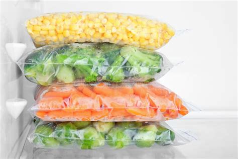 Plastic Bags With Deep Frozen Vegetables Stock Photo Image Of Freeze