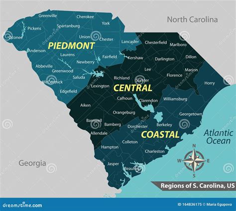 Map Of State South Carolina Usa Stock Vector Illustration Of Seal