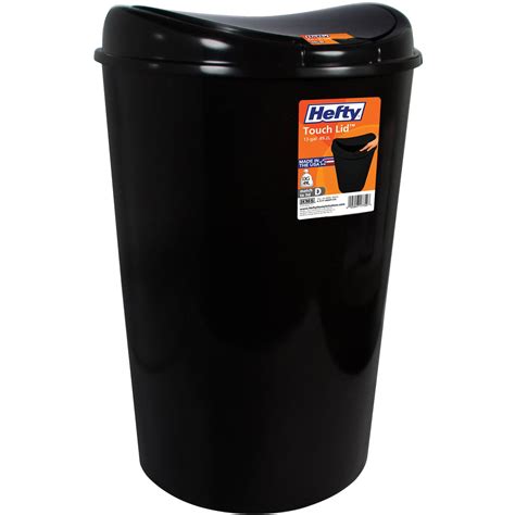 Hefty 138 Gallon Semi Round Touch Lid Trash Can Black