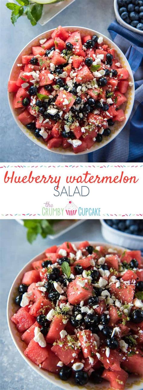 Blueberry Watermelon Mint Feta Salad The Crumby Kitchen