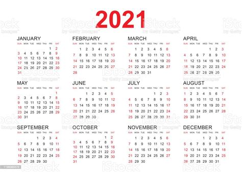Ilustración De Plantilla Vectorial Calendario 2021 Diseño Minimalista