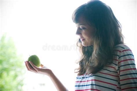 Girl With Apple Stock Image Image Of Green Woman Fruit 2712845