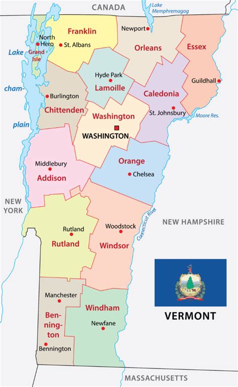 Vermont Counties Map Mappr