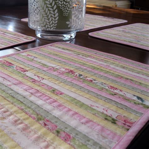 Quilted Placemats Pastel Placemats Pink Yellow Green