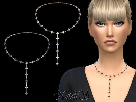 Crystals Long Drop Necklace By Natalis At Tsr Sims 4 Updates