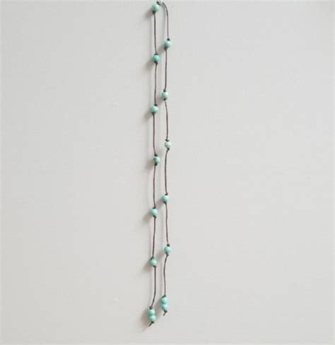 Turquoise Leather Necklace Beaded Lariat Necklace Leather Lariat