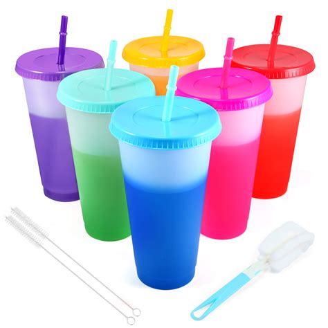Buy Color Changing Cups Tumblers With Lids Straws 6 Pack 24oz