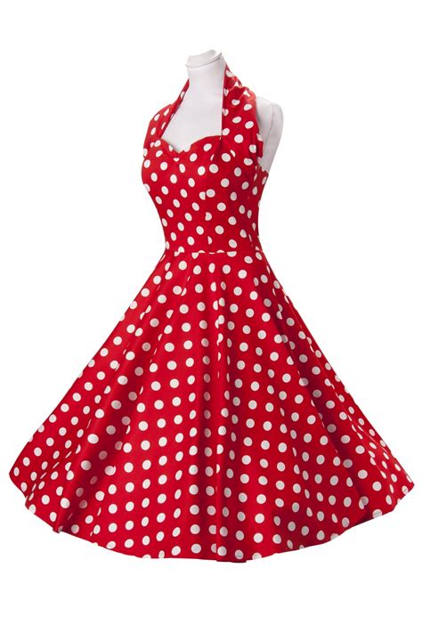 50s retro halter polka dot red white swing dress cotton sateen