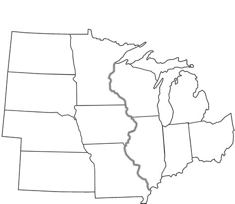 Regional Midwest Map Usa Outline Coloring Pages States Maps Sketch