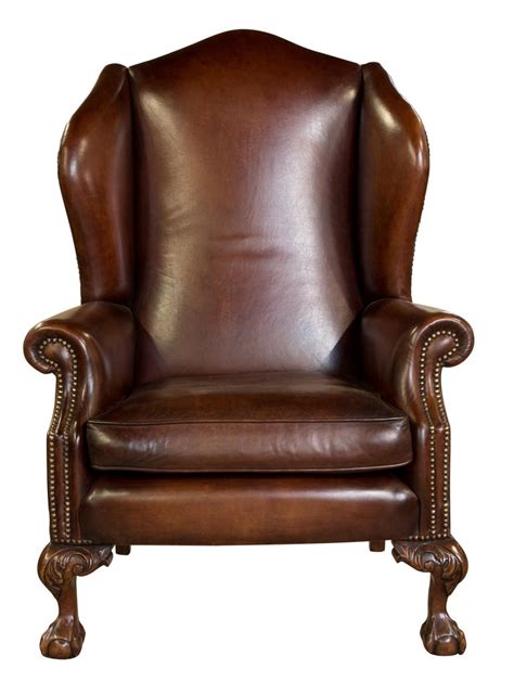19th century victorian hand dyed brown leather wing back armchair. Brown Leather Wing Chair on Ball and Claw Legs, circa 1960 ...