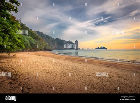 Ao Nang Beach At Sunset Krabi Province Thailand Southeast Asia Stock