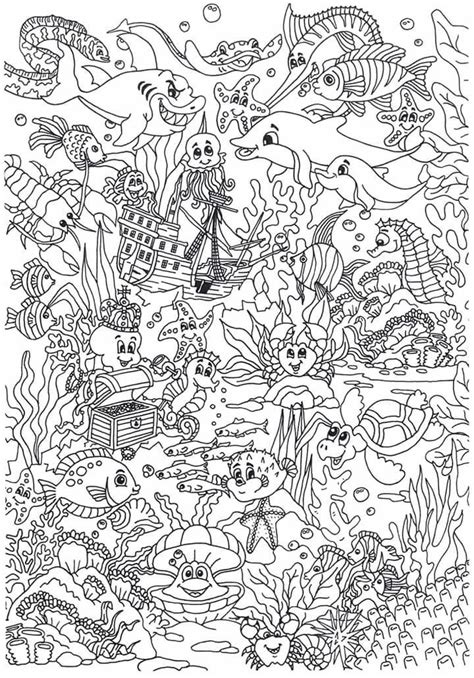 Dibujo para colorear animales en el mar - Dibujos Para Imprimir Gratis