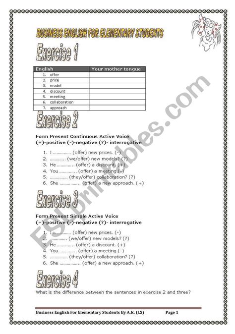 business english worksheets elementary paint color  room