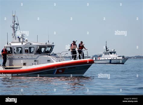 Us Coast Guard Patrol Boat In Boston Harbor Massachusetts Stock