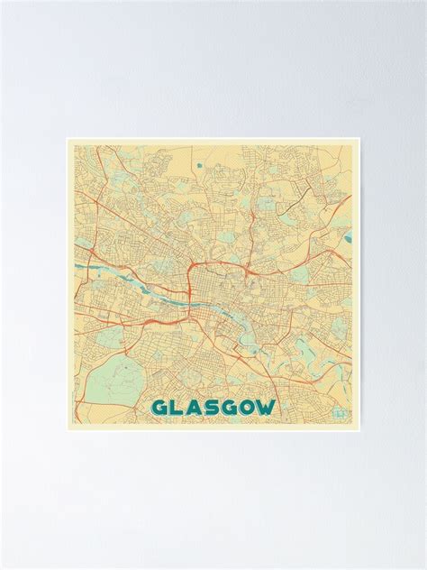 Póster Mapa de Glasgow Retro de HubertRoguski Redbubble