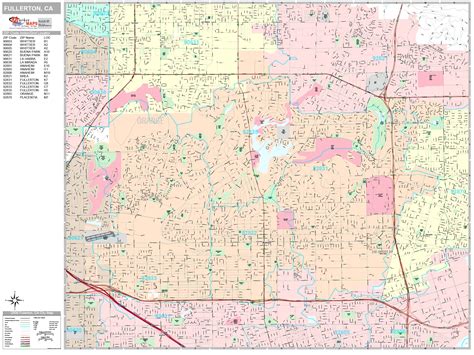 Fullerton California Wall Map (Premium Style) by MarketMAPS