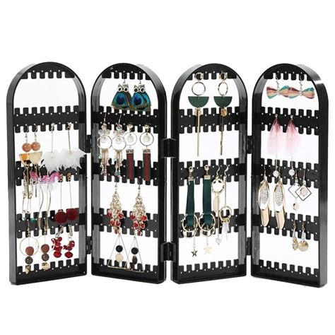 Pro Space Foldable Earrings Display Stand 4 Panel Jewelry Hanger