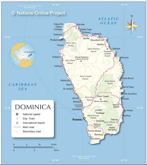 Dominica Map Dominica Map Roseau Dominica