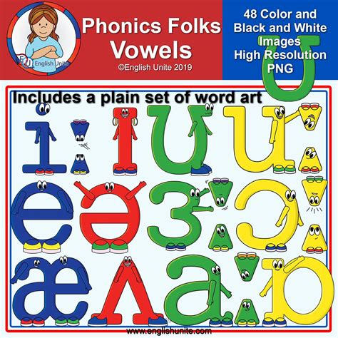 Clip Art Phonics Characters Vowels Phonetic Symbols Word Art