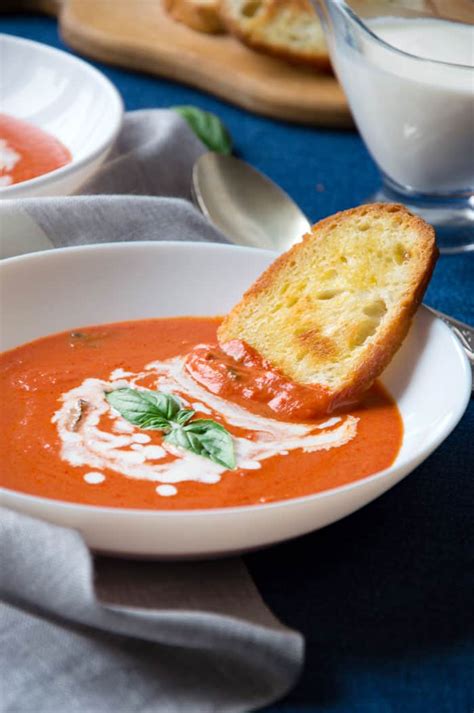 Light And Creamy Tomato And Basil Soup Italian Recipe Book