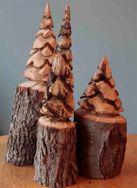Set Of 9 Chainsaw Carved Pine Trees Make By Customwoodcarvings Tree