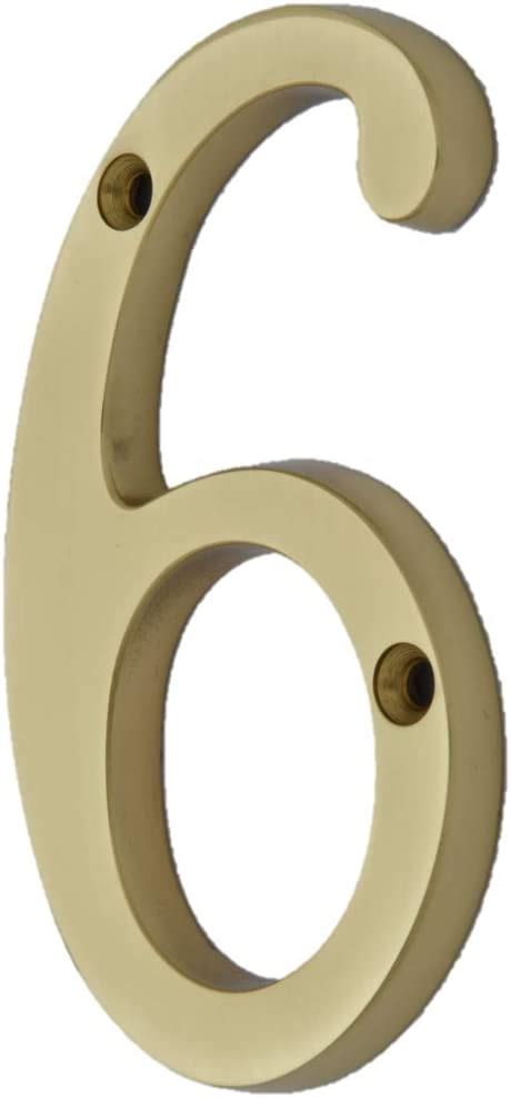Qcaa Traditional Heavy Forged Brass House Number 6 6 Polished Brass