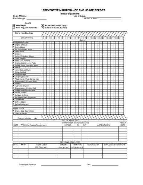 5 Free Equipment Maintenance Schedule Template Excel Sample Vrogue