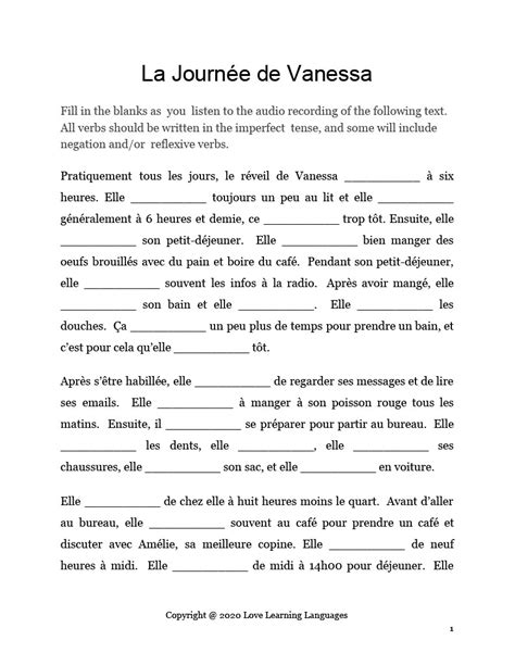 French Story In The Imperfect Tense La Routine Quotidienne Distance