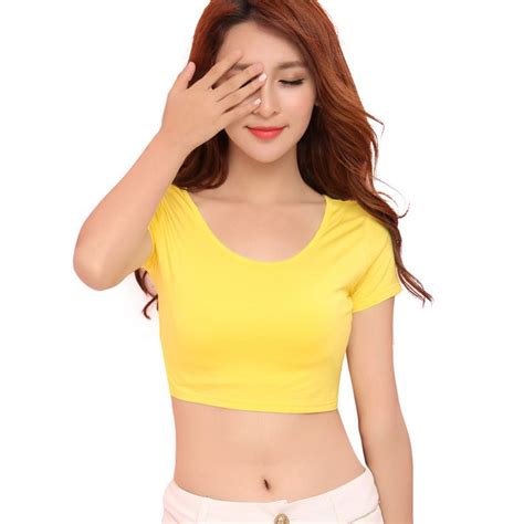Buy 2016 Womens Summer Soft Modal Breathable Sexy Bare Midriff Crop Top Tshirt