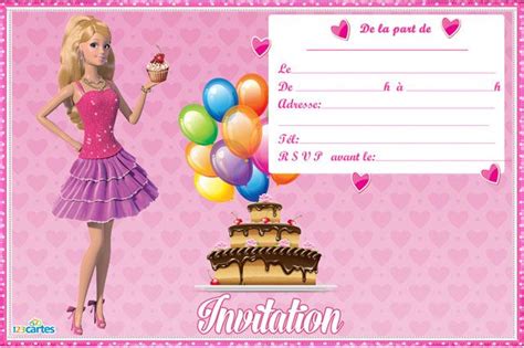 Cartes anniversaire invitation anniversaire carton d`invitation d`anniversaire à imprimer gratuit. Carte invitation anniversaire Barbie | 123 cartes | Carte ...