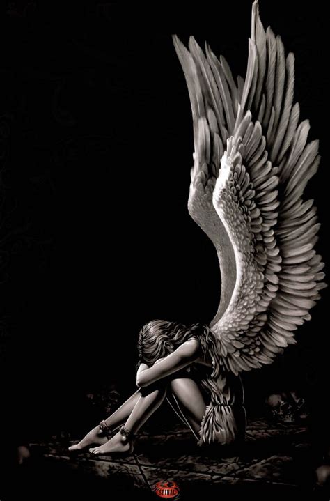 Spiral Enslaved Angel Wings Sad Weeping Crying Gothic Fantasy Crying