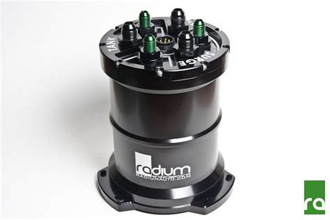 The surge tank can hold one or two e5lm pumps (sold separately) and is e85 compatible. **Radium Engineering | Surge Tanks, Regulators, Fuel Rails ...