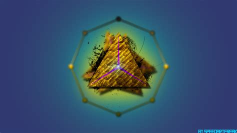 Digital Art Triangle Gold Blue Walldevil