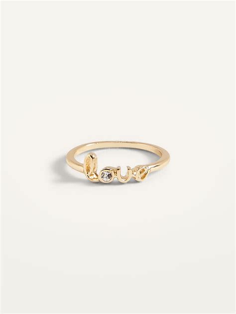 real gold plated cubic zirconia love ring for women old navy