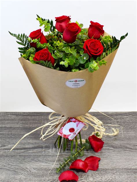 🌹 Ramo 6 Rosas Rojas 🌹 Arreglos Florales En Canasta Ramo De Rosas