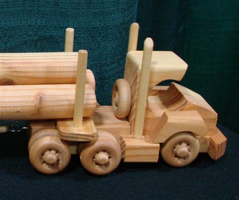 Items Similar To Wooden Toy Log Semi Truck Hand Made On Etsy Wooden