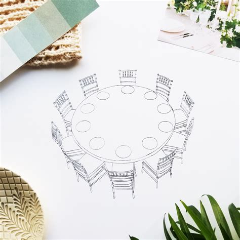 Round Table Sketch Template Bundle 10 Off Concept Wedding Designs