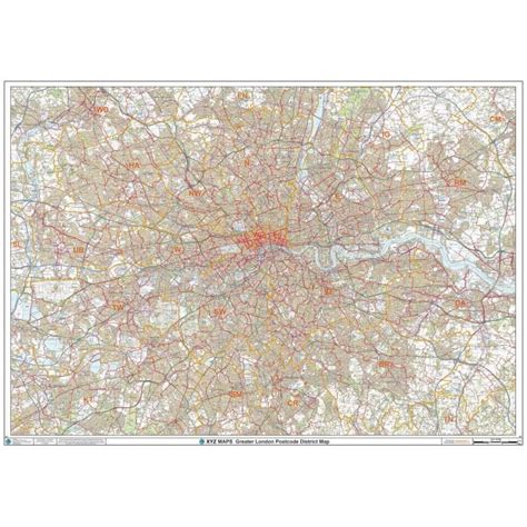 Greater London Postcode District Wall Map D7