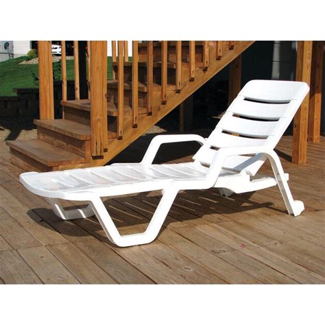 Resin White Stackable Patio Chaise Lounge Chair