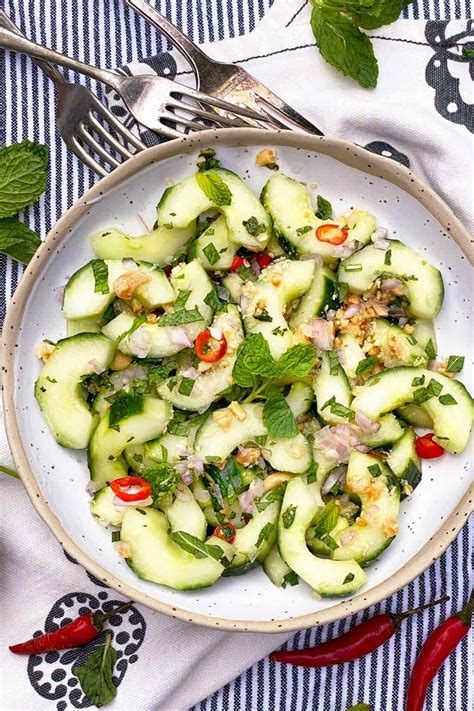 Thai Cucumber Salad With Chili And Mint L Panning The Globe