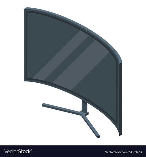 Curved Monitor Icon Isometric Style Royalty Free Vector