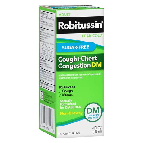 Robitussin Peak Cold Cough Chest Congestion DM Sugar Free Walgreens