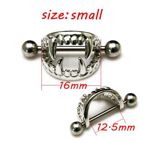 50pcs Set 316l Surgical Steel Nipple Jewelry Love Bite Fangs Nipple Shield Ring Sexy Nipple