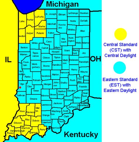 Time Zones Indiana Map Map Vector
