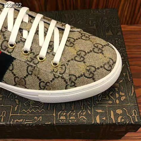 Gucci Men Ace Gg Supreme Bees Sneaker Brown Lulux